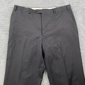 Canali Pants Mens 37x31 Black Wool Dress Trousers Made in Italy Business Formal